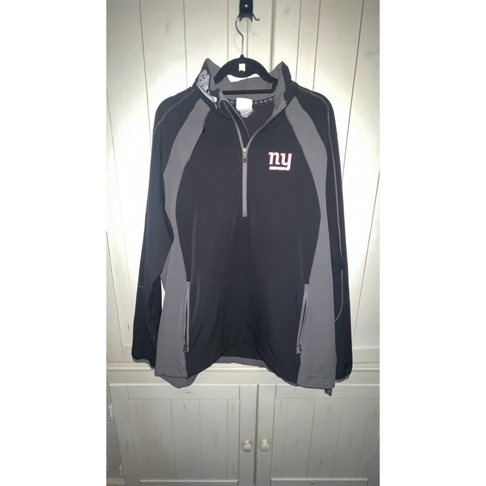 New York Giants NFL Team Apparel Men's Black Half-Zip Jacket